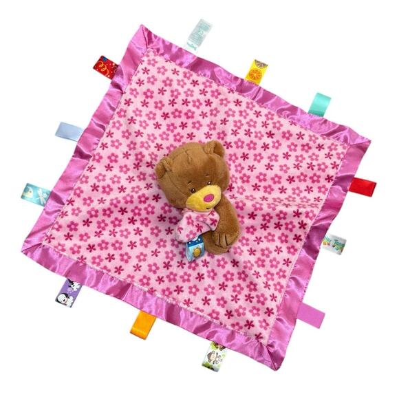 Taggies Baby Bear Lovey Plush Little Security Blanket Pink Girl Bright Cute 14" - Picture 1 of 10